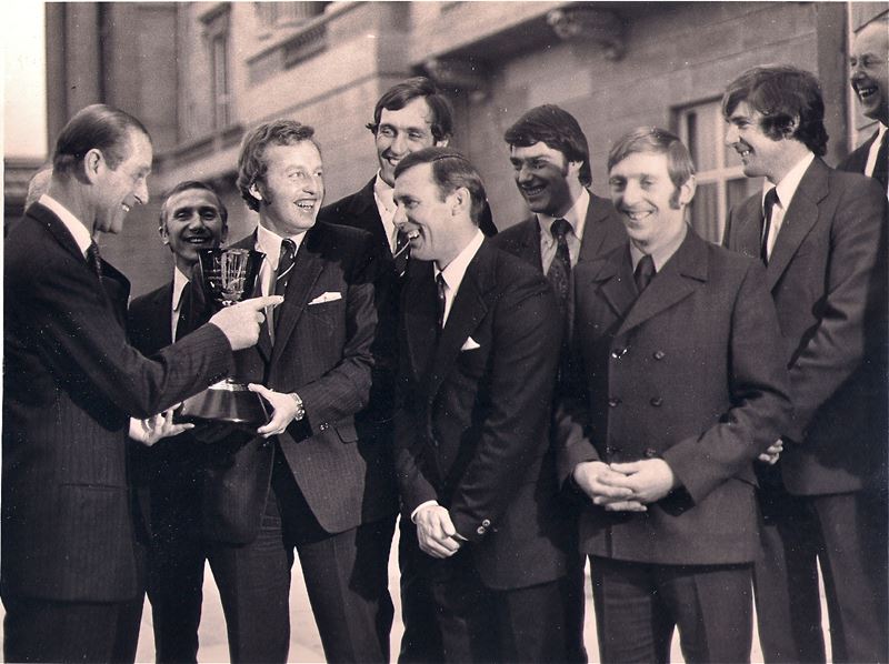 HRH The Duke of Edinburgh presents Hampshire with the Lord's Taverners trophy in 1973.jpg